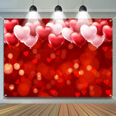 Aperturee - Red Dots Heart Balloon Bokeh Valentines Day Backdrop
